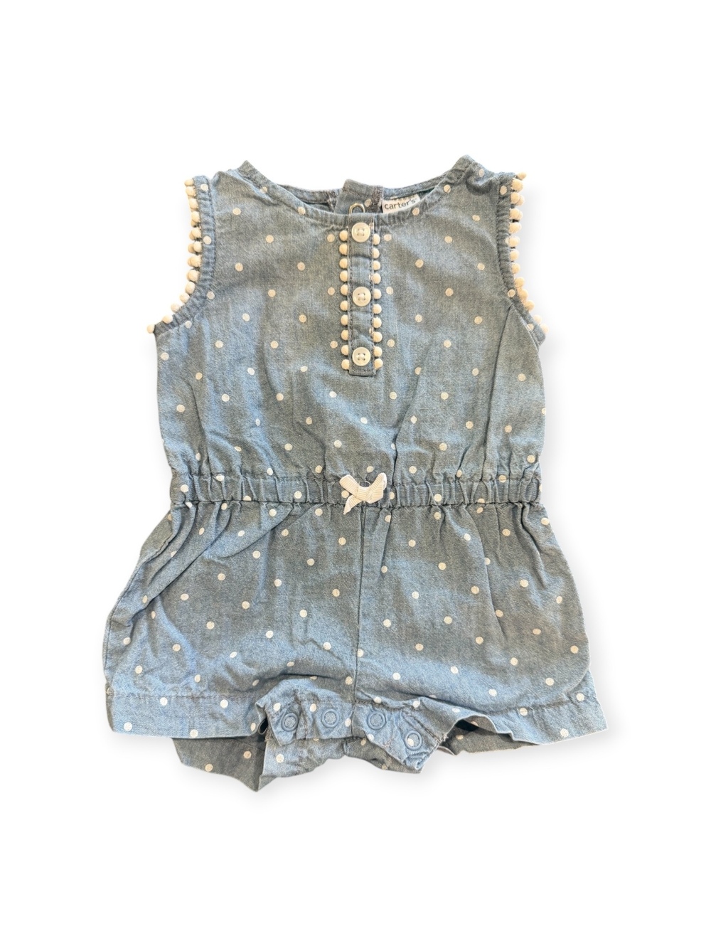 Carter's 3M Baby Girls Sleeveless Polka Dot Romper with Button and Snap Closures